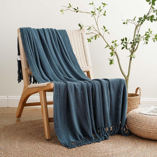 Soft Knit Throw Blanket with Tassels